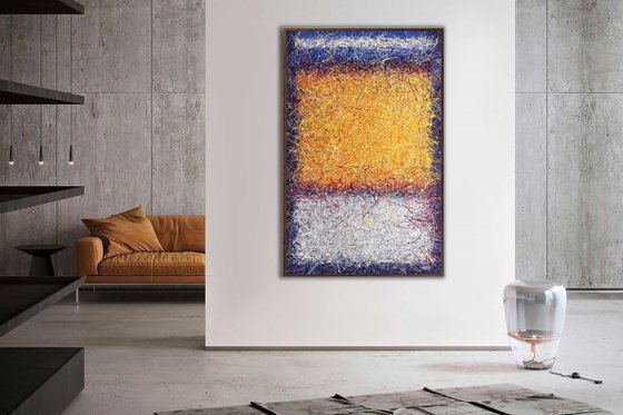 Blue Yellow Mark Rothko inspired Jackson pollock style Modern abstraction