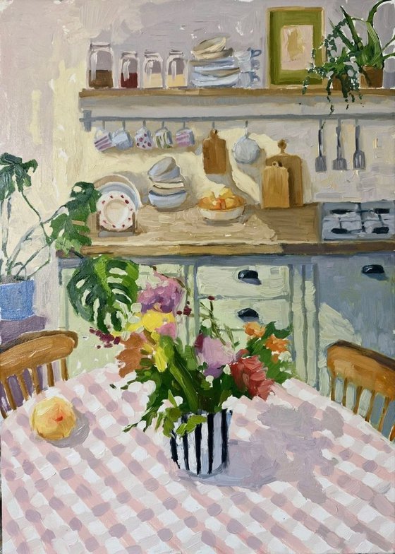 "Cozy Kitchen" Warm daytime at home art
