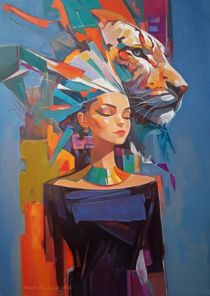Surrealistic Oil Painting , Wild Grace Within By Tigran Araqelyan, 20 X 28, Artwork For Sale On Artfinder
