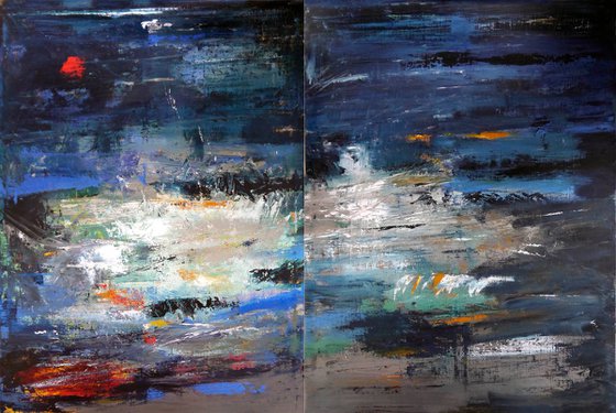 Large abstract  diptych 300x200 Storm