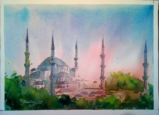Blue Mosque, Istanbul in sunset