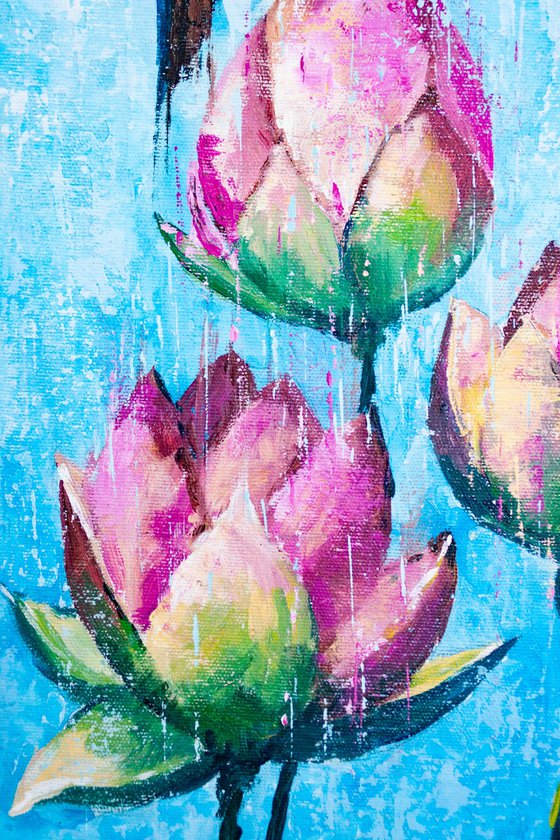 Kingfisher with water lilies