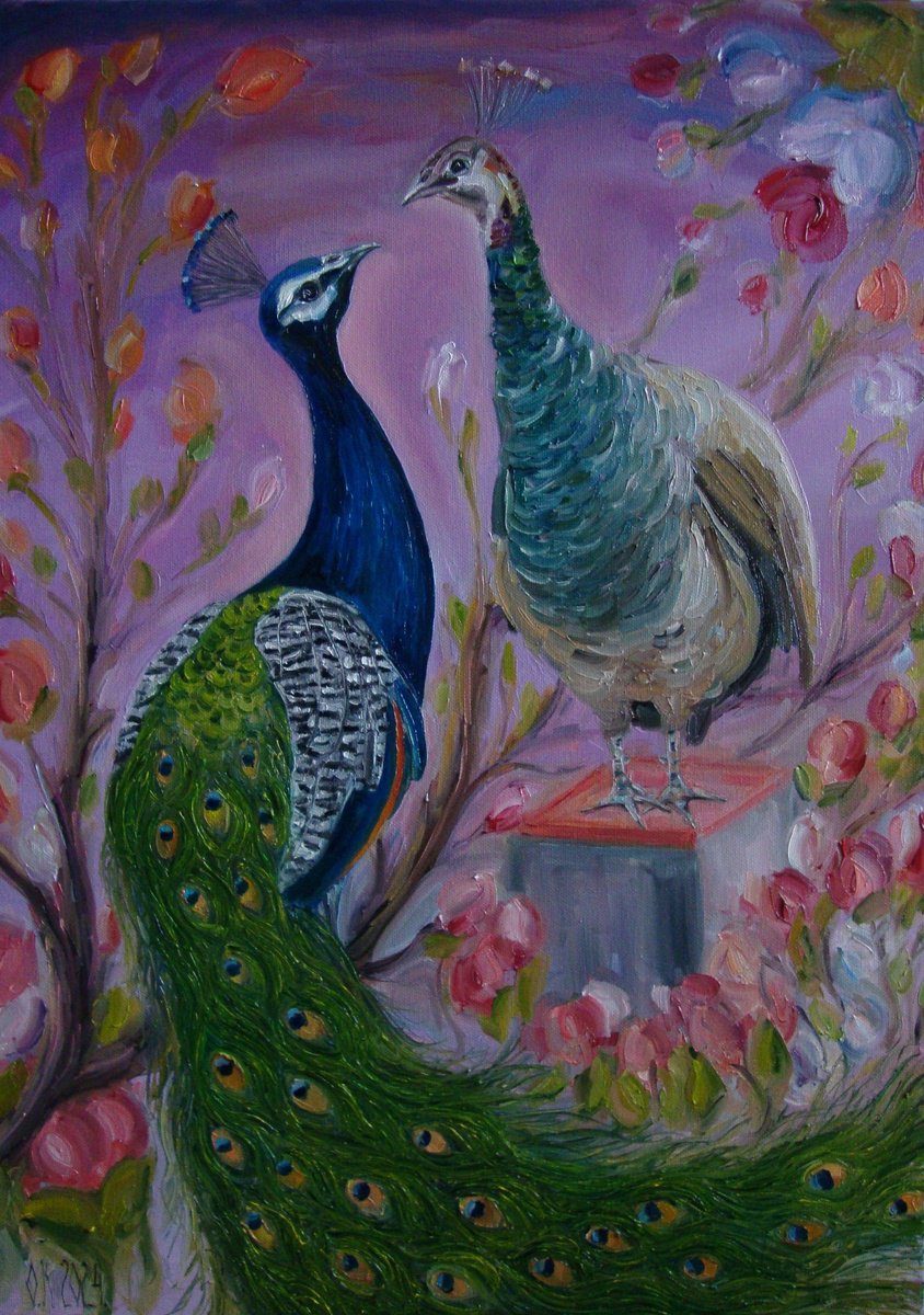 Impressionistic Animal Oil Painting By Olga Knezevic, 20 X 28", Magical Moment, Original Artwork