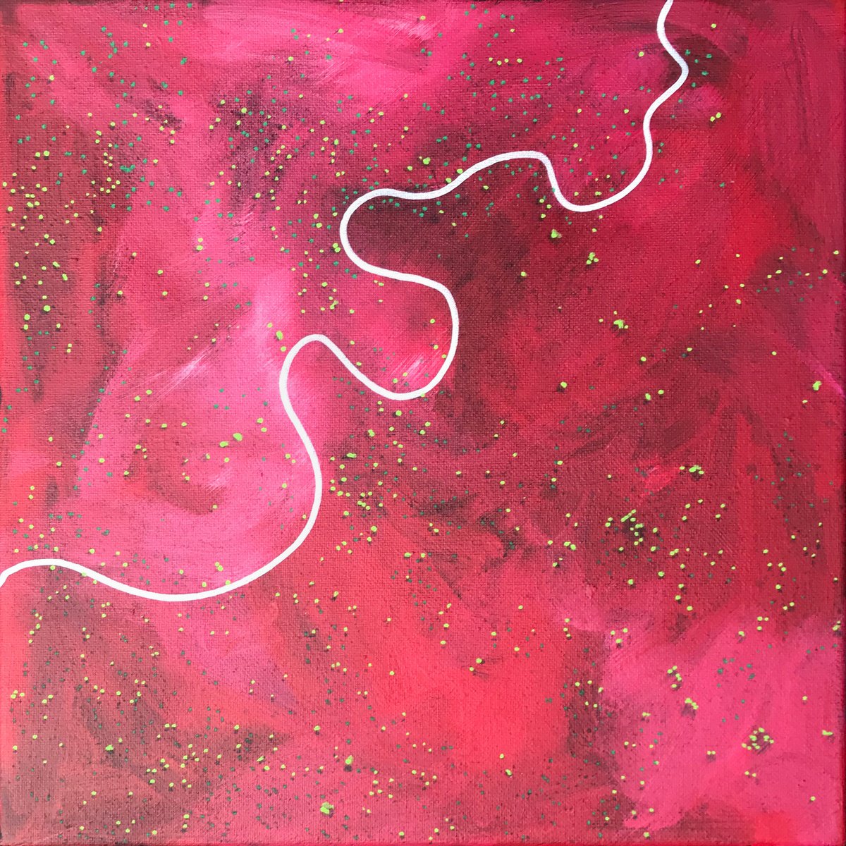 Abstract Landscape Acrylic Painting By Jennifer Bell, 12 X 12, Desert Plants, Original Artwork