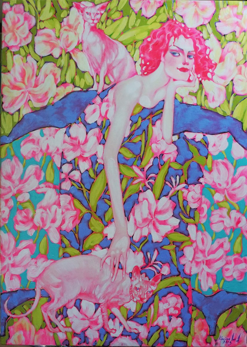 Illustrative Portrait Oil Painting By Anastasiia Kraineva (Masniuk), 39 X 55, Crazy Spring, Original Artwork