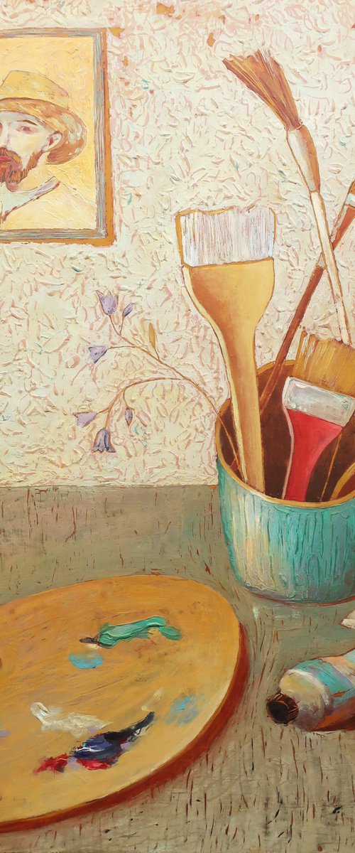 Artist's table - arylic still life by Alla Vlaskina