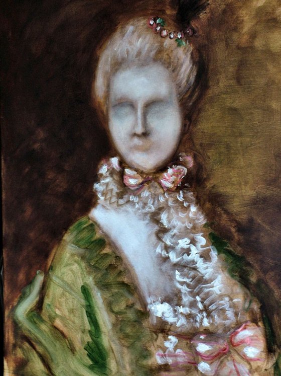 Gainsborough Lady (Oil on Canvas 30x20 inch)