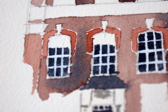 George Eliot Home in London Watercolour
