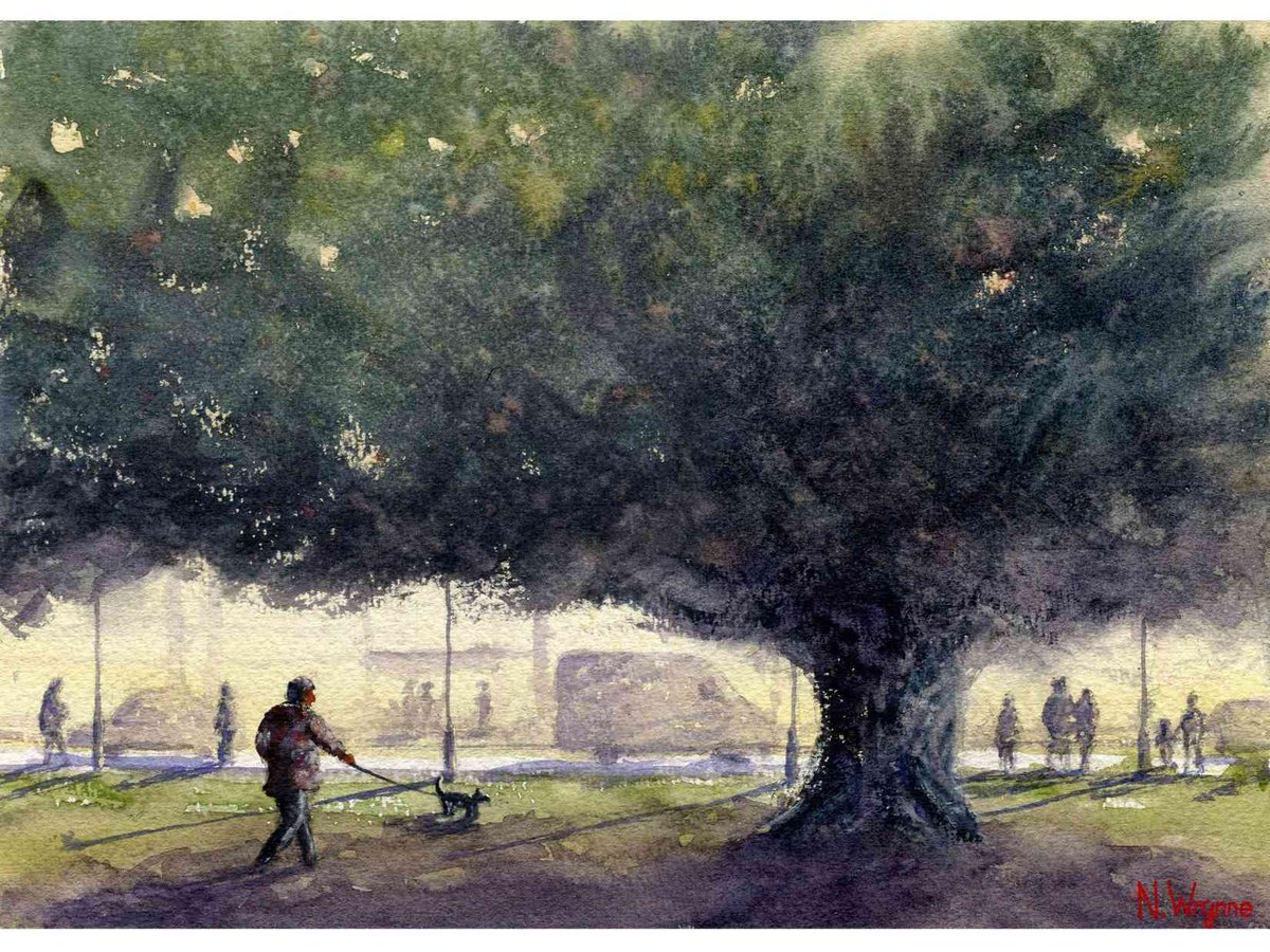 Impressionistic Landscape Watercolour By Neil Wrynne, 15 X 11", Under The Grand Oak, Original Artwork