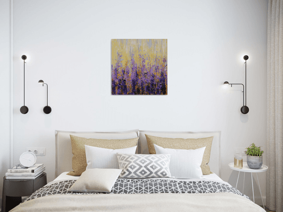 Lavender Field - Textured Abstract Floral Painting