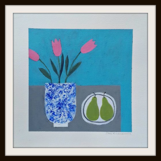 Pink Tulips in a Chinese Vase