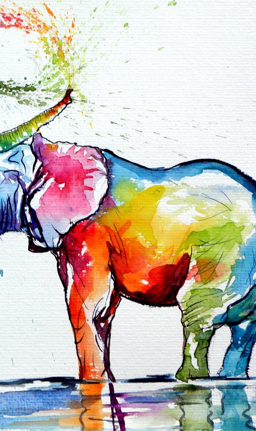 Colorful elephant playing by Kovács Anna Brigitta