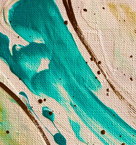 LIFE INSIDE THE WAVE - Marine abstraction. Modern abstraction. Waves. Lines. Fascinating. Spiritual. Greenish blue.