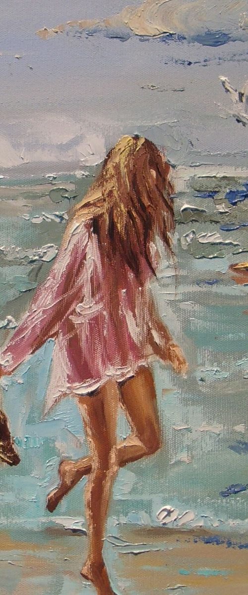 " SEA ... " original painting palette knife GIFT MODERN URBAN ART OFFICE ART DECOR HOME DECOR GIFT IDEA by Monika Luniak