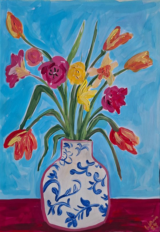 Spring Flowers in a  Chinese Vase