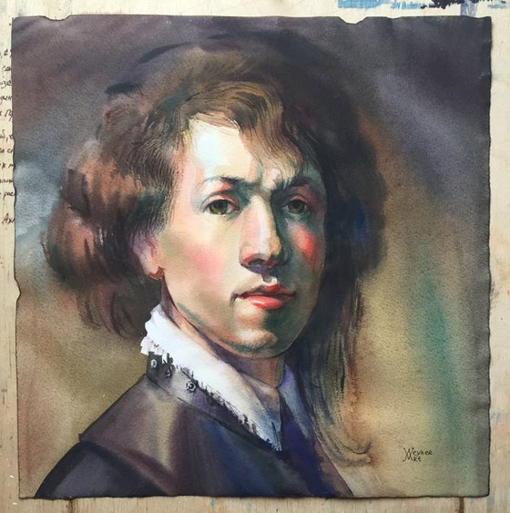 Classic male portrait. Portrait of Rembrandt.