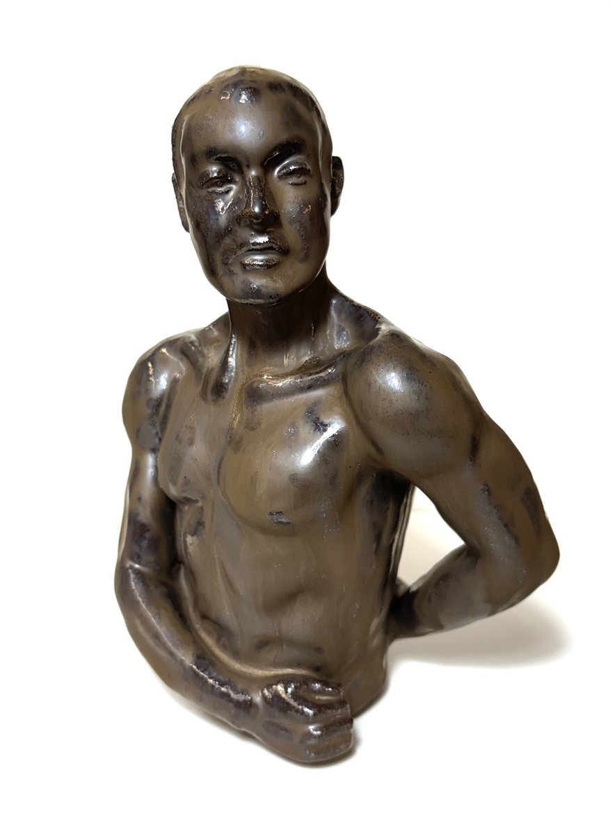 Expressive Portrait Clay Sculpture By Ej Mack, 6 X 8, 