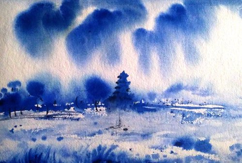 blue harmony landscape by SANJAY PUNEKAR