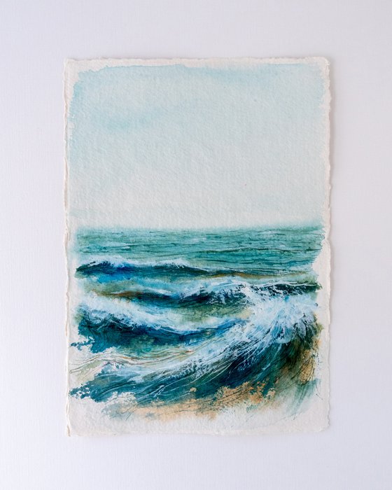 "Ocean Diary from August 9th, 2019" mixed-media painting