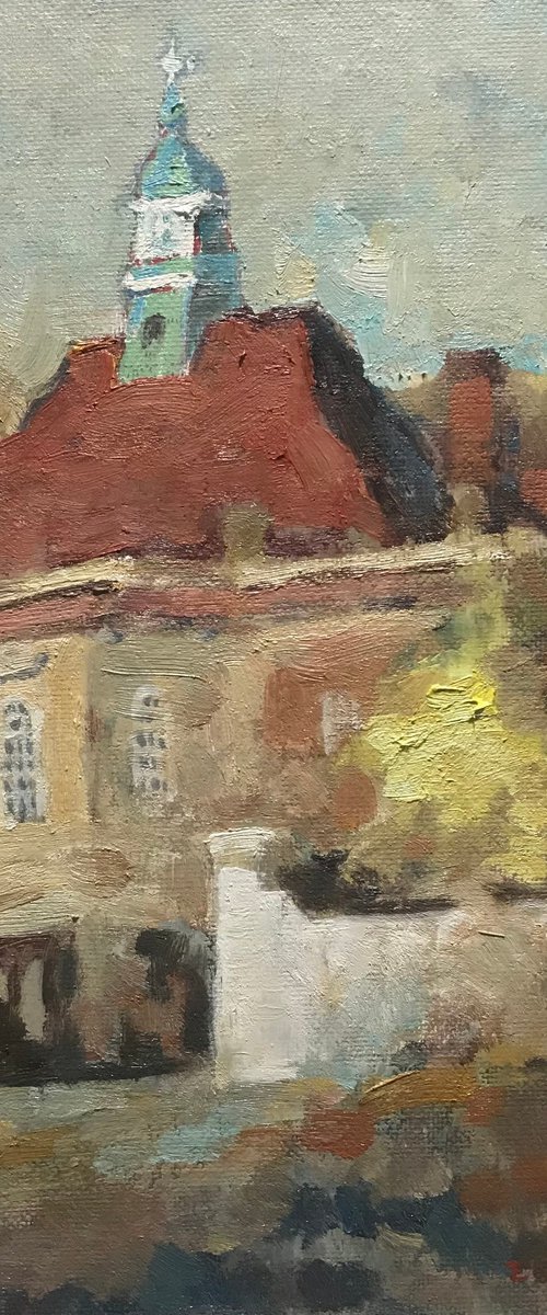 Original Oil Painting Wall Art Artwork Signed Hand Made Jixiang Dong Canvas 25cm × 30cm Headington School small building Impressionism by Jixiang Dong