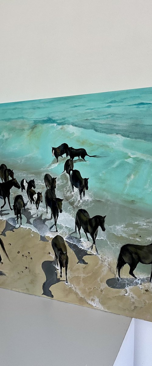 Wild horses 50x50 cm by Myroslava Denysyuk