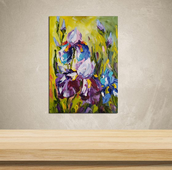 Irises - flowers, oil painting, irises flowers, gift idea