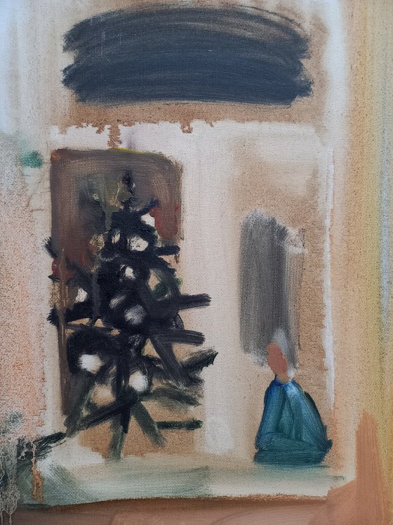 Christmas tree and window