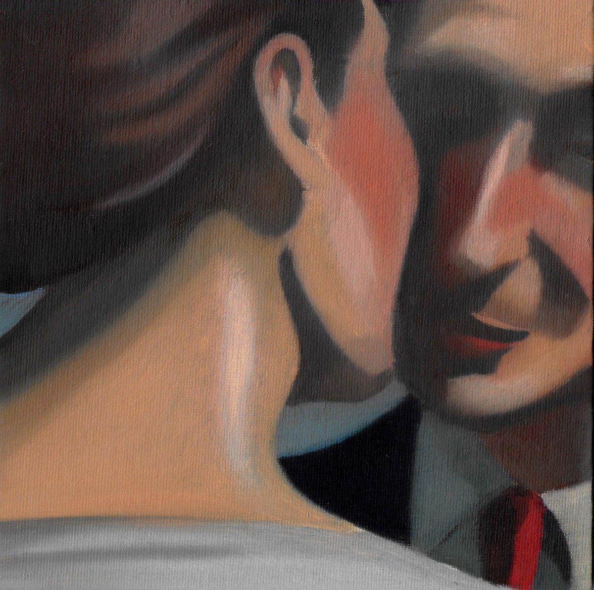 Illustrative Portrait Oil Painting By Neale Thomas, 9 X 9", The Night And The Music., Original Artwork