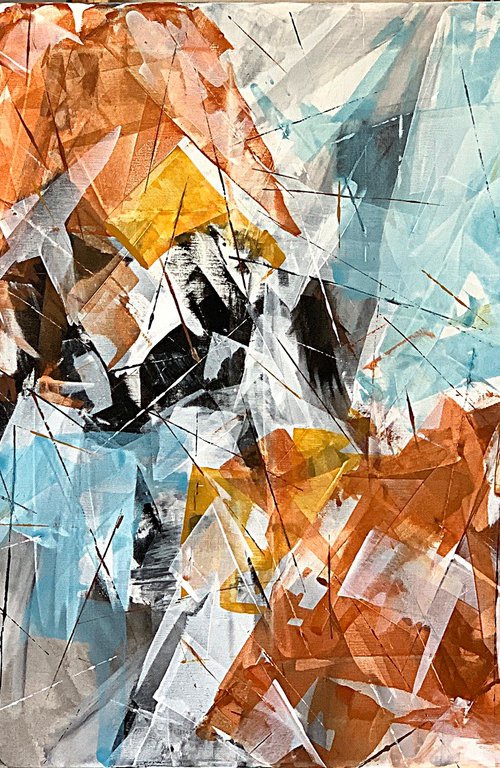 Orange, blue abstraction. by Tatiana Malinovscaia