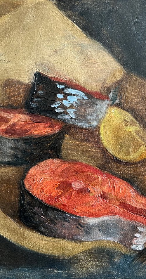 Still Life with salmon by Elina Arbidane