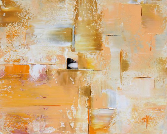 Black White Peach Gold Abstract