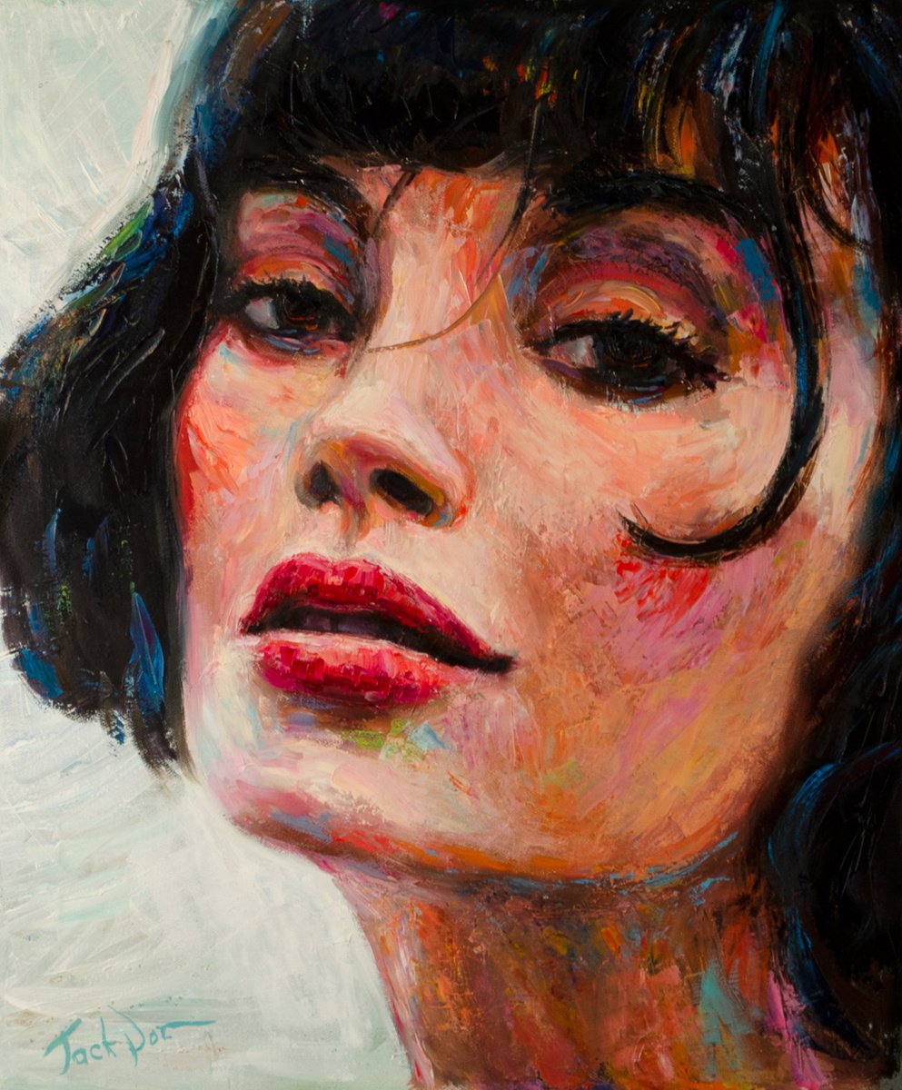 Taylor LaShae portrait painting oil portrait Original wall art canvas art by Evgeny JackPo... by Evgeny Potapkin