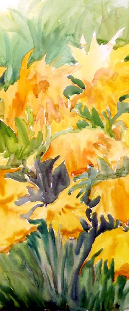 Beauty of  Yellow Flowers-Watercolor on Paper by Samiran Sarkar