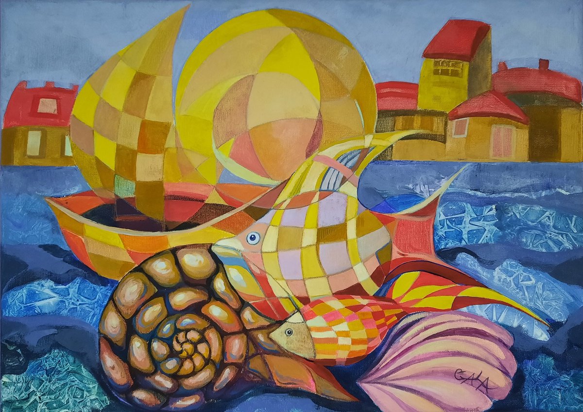 Expressive Animal Acrylic Painting By Galya Koleva, 28 X 20, Summertime, Original Artwork