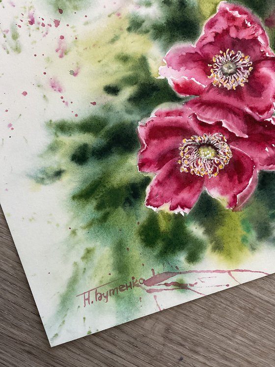 Roses, original watercolour painting