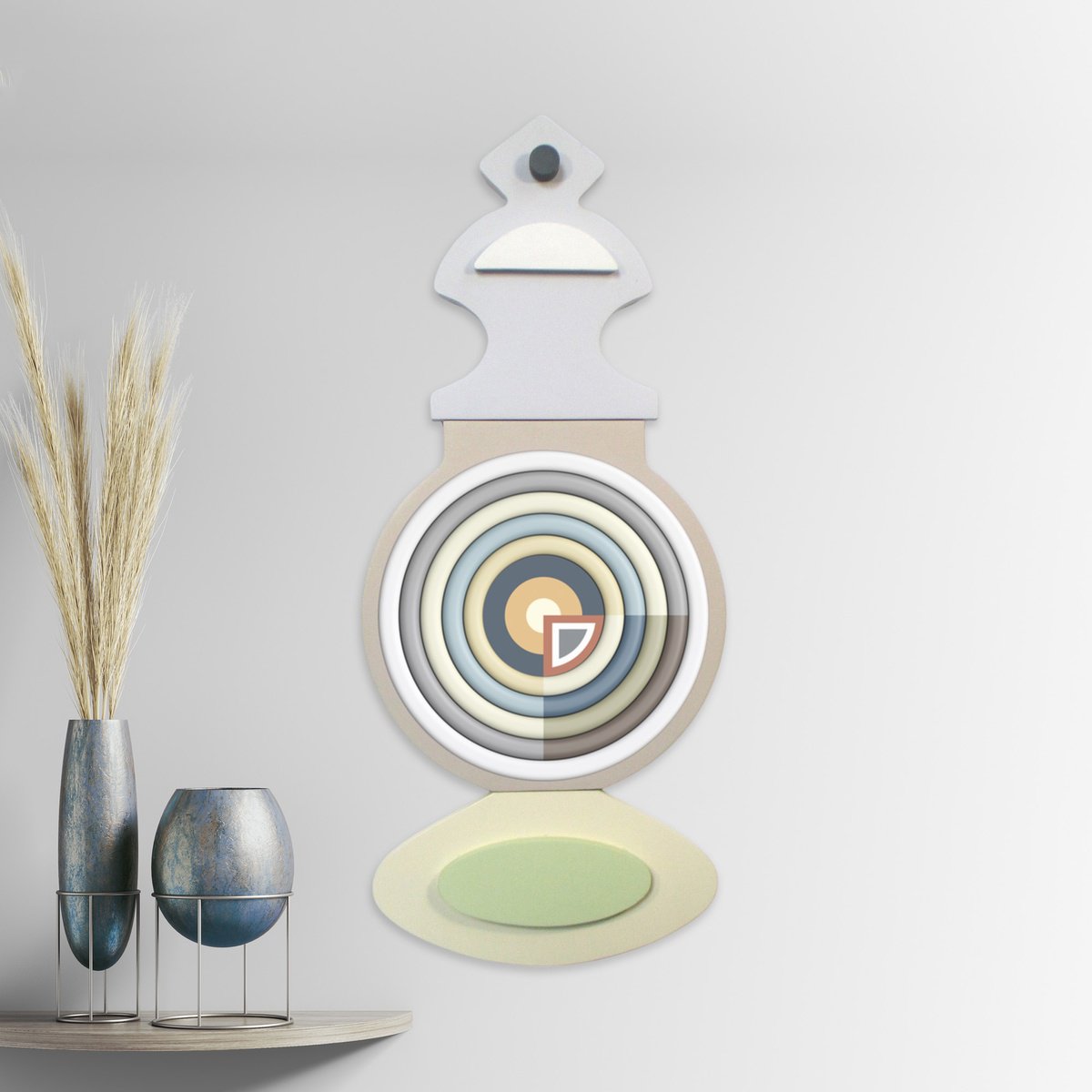 Geometric Abstract Wood Sculpture By Lanre Adefioye, 9 X 21", Harmony In Form Ii, Original Artwork