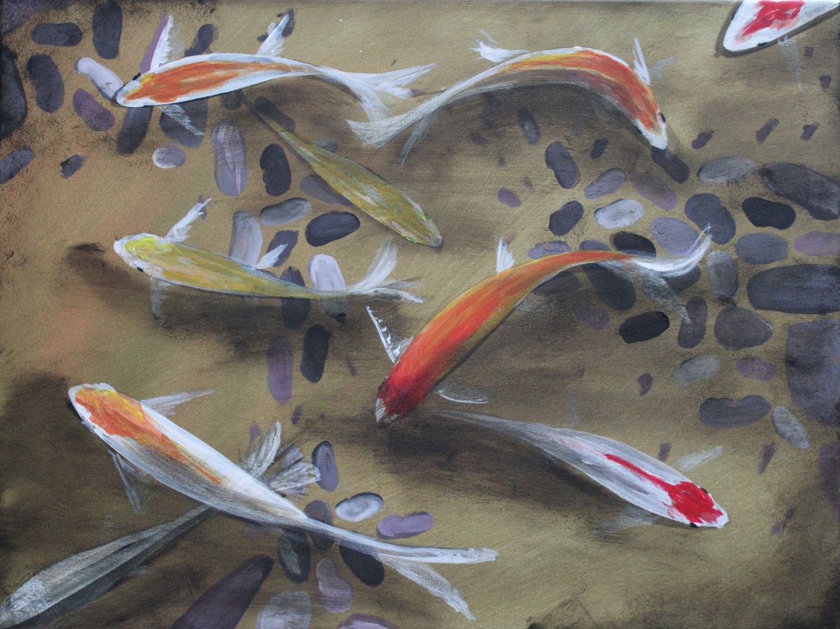 Pond Fish Subtle Gold I by Ellen Wilkinson