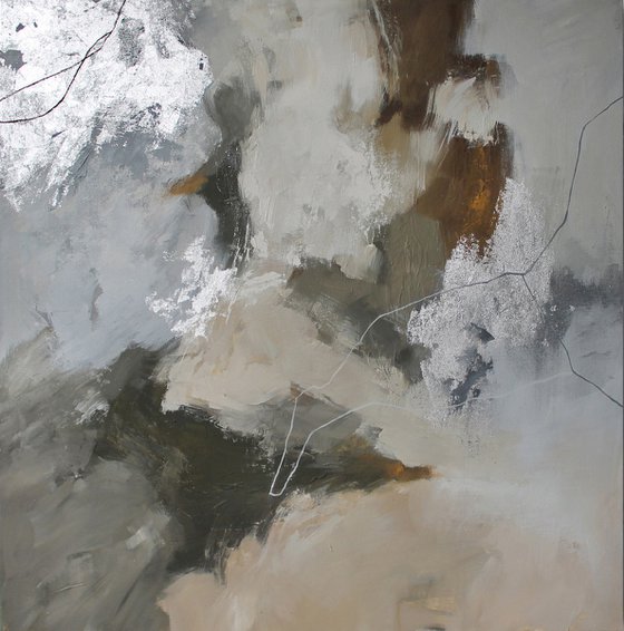 "Balance 2" Gray brown beige abstract art