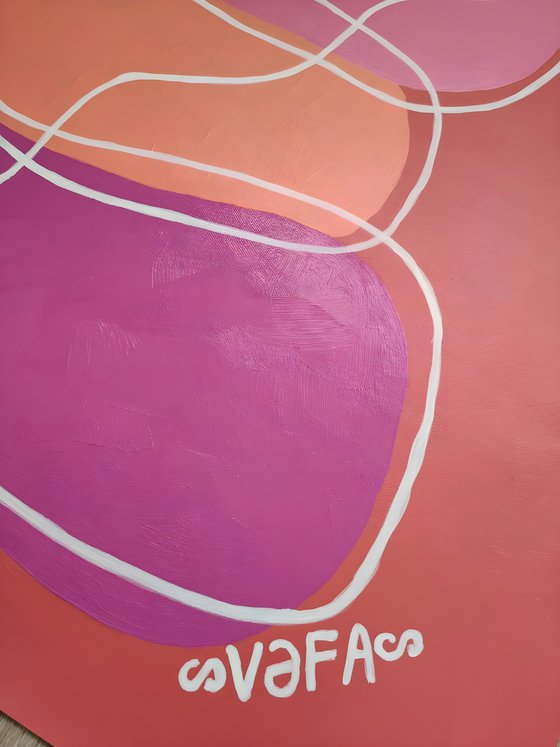 Zen Minimalism.Balance of Pink,Peach,Purple