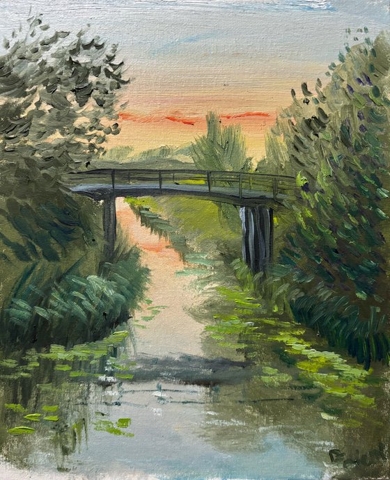 Small bridge at sunset