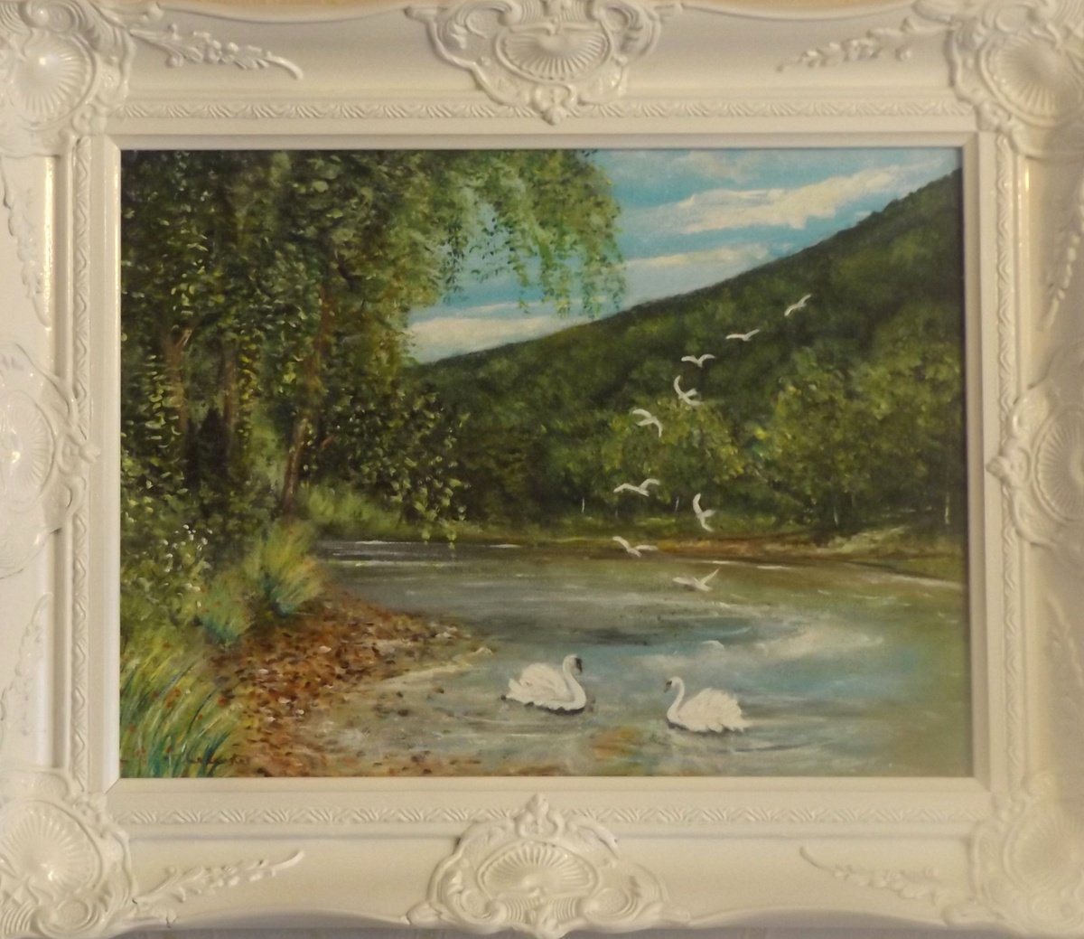 Impressionistic Landscape Acrylic Painting By James Lancaster, 21 X 17, Whispering Trees, Original Artwork