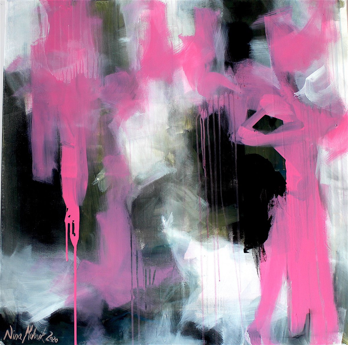 Abstract Acrylic Painting By Nina Mahnik, 39 X 39", The World Is Not...., Original Artwork