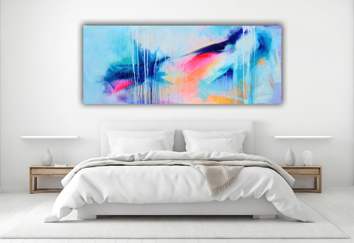 Organic Abstract Acrylic Painting By Soos Tiberiu, 59 X 24", Mirror Of The Soul, Original Artwork