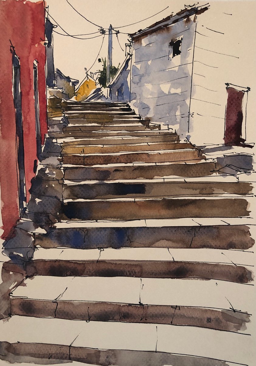 Cityscapes Watercolour By Olga Beloborodova, 8 X 12", Sketch 2, Original Artwork