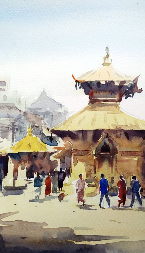 Temples & Street in Kathmandu by Samiran Sarkar