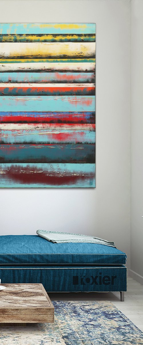 Abstract Modern Painting - Vertical Panels - 80x120cm - Ronald Hunter - 16O by Ronald Hunter