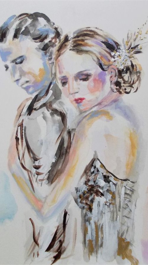 Be with Me - Couple Painting by Antigoni Tziora