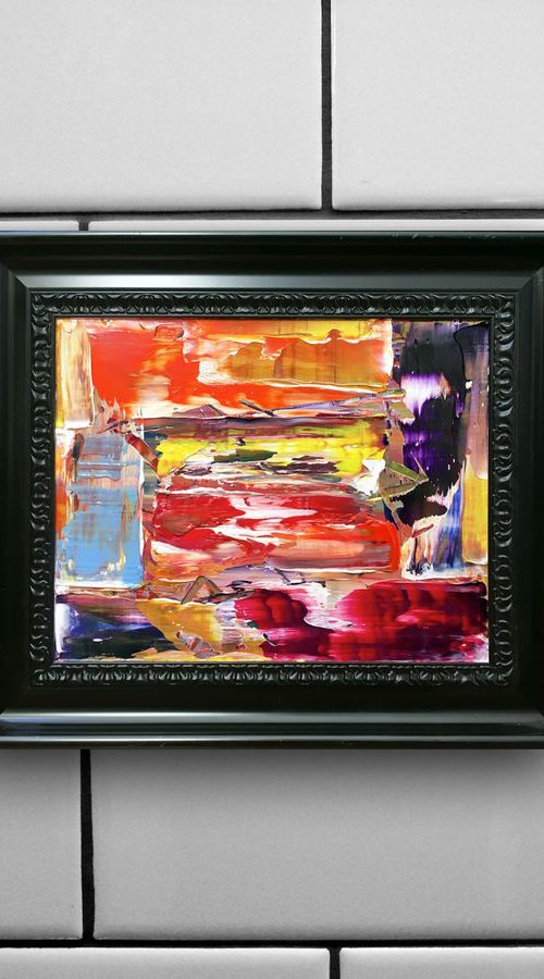 "Hot Mess" - FREE USA SHIPPING - Original PMS Micro Painting On Glass, Framed - 13 x 11.5 inches by Preston M. Smith (PMS)