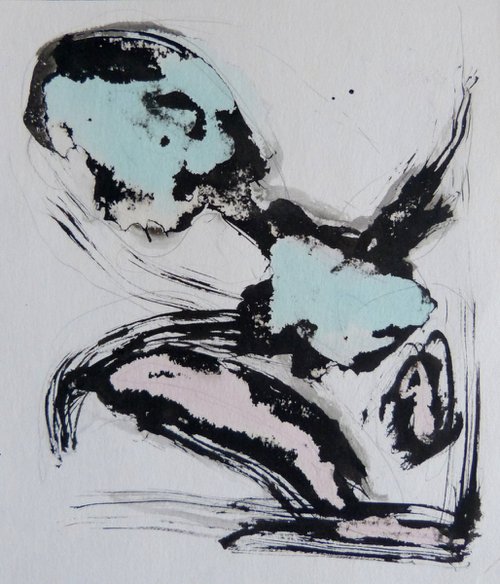Small Abstract Drawing #30, 17x20 cm by Frederic Belaubre