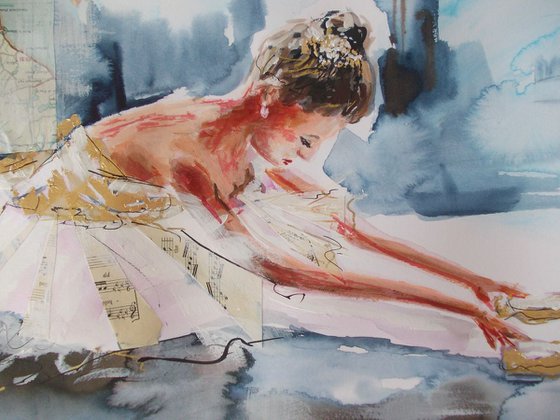 Soft Touch -Ballerina Mixed Media Painting